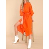 image:imageRVivimos Womens Long Sleeve Cotton Oversized Dress Casual Button Down Loose Slit Midi Dress with PocketOrange