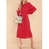 image:imageRVivimos Womens Long Sleeve Cotton Oversized Dress Casual Button Down Loose Slit Midi Dress with PocketRed