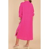 image:imageRVivimos Womens Long Sleeve Cotton Oversized Dress Casual Button Down Loose Slit Midi Dress with PocketRosered