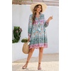 image:imageRVivimos Womens Long Sleeve Floral Casual Print Cotton Mini Tunic DressCadetblue