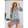 image:imageRVivimos Womens Long Sleeve Floral Casual Print Cotton Mini Tunic DressCadetblue