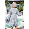 image:imageRVivimos Womens Long Sleeve Floral Casual Print Cotton Mini Tunic DressLightblue