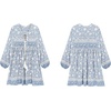 image:imageRVivimos Womens Long Sleeve Floral Casual Print Cotton Mini Tunic DressLightblue