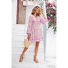 image:imageRVivimos Womens Long Sleeve Floral Casual Print Cotton Mini Tunic DressLightpink