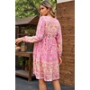 image:imageRVivimos Womens Long Sleeve Floral Casual Print Cotton Mini Tunic DressLightpink2