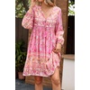 image:imageRVivimos Womens Long Sleeve Floral Casual Print Cotton Mini Tunic DressLightpink2