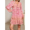 image:imageRVivimos Womens Long Sleeve Floral Casual Print Cotton Mini Tunic DressLightpink2
