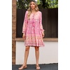 image:imageRVivimos Womens Long Sleeve Floral Casual Print Cotton Mini Tunic DressLightpink2