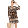 image:imageRVivimos Womens Long Sleeve Floral Casual Print Cotton Mini Tunic DressMulti Black