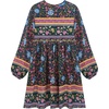 image:imageRVivimos Womens Long Sleeve Floral Casual Print Cotton Mini Tunic DressNavyblue
