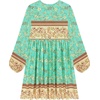 image:imageRVivimos Womens Long Sleeve Floral Casual Print Cotton Mini Tunic DressPaleturquoise