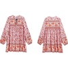 image:imageRVivimos Womens Long Sleeve Floral Casual Print Cotton Mini Tunic DressRosepink