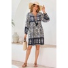 image:imageRVivimos Womens Long Sleeve Floral Casual Print Cotton Mini Tunic DressSmoke Black