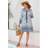 image:imageRVivimos Womens Long Sleeve Floral Casual Print Cotton Mini Tunic DressWhiteblue2