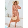 image:imageRVivimos Womens Long Sleeve Floral Print Retro V Neck Tassel Bohemian Midi DressesApricot