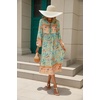 image:imageRVivimos Womens Long Sleeve Floral Print Retro V Neck Tassel Bohemian Midi DressesAqua