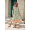 image:imageRVivimos Womens Long Sleeve Floral Print Retro V Neck Tassel Bohemian Midi DressesAqua