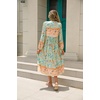 image:imageRVivimos Womens Long Sleeve Floral Print Retro V Neck Tassel Bohemian Midi DressesAqua