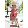 image:imageRVivimos Womens Long Sleeve Floral Print Retro V Neck Tassel Bohemian Midi DressesAurorared