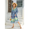 image:imageRVivimos Womens Long Sleeve Floral Print Retro V Neck Tassel Bohemian Midi DressesBlue