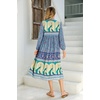 image:imageRVivimos Womens Long Sleeve Floral Print Retro V Neck Tassel Bohemian Midi DressesBlue