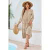 image:imageRVivimos Womens Long Sleeve Floral Print Retro V Neck Tassel Bohemian Midi DressesLightkhaki