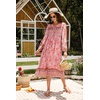 image:imageRVivimos Womens Long Sleeve Floral Print Retro V Neck Tassel Bohemian Midi DressesLightpink2