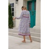 image:imageRVivimos Womens Long Sleeve Floral Print Retro V Neck Tassel Bohemian Midi DressesMulticolorblue