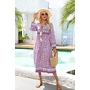 image:imageRVivimos Womens Long Sleeve Floral Print Retro V Neck Tassel Bohemian Midi DressesPinkpurple