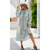 image:imageRVivimos Womens Long Sleeve Floral Print Retro V Neck Tassel Bohemian Midi DressesSkyblue1