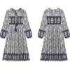 image:imageRVivimos Womens Long Sleeve Floral Print Retro V Neck Tassel Bohemian Midi DressesSmokeblack