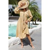 image:imageRVivimos Womens Long Sleeve Floral Print Retro V Neck Tassel Bohemian Midi DressesYellow