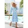 image:imageRVivimos Womens Long Sleeves Floral Print Retro V Neck Tassel Casual Bohemian Midi DressesAzureblue