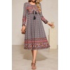 image:imageRVivimos Womens Long Sleeves Floral Print Retro V Neck Tassel Casual Bohemian Midi DressesBlack3