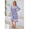 image:imageRVivimos Womens Long Sleeves Floral Print Retro V Neck Tassel Casual Bohemian Midi DressesBluepurple