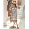 image:imageRVivimos Womens Long Sleeves Floral Print Retro V Neck Tassel Casual Bohemian Midi DressesCreamgray