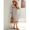 image:imageRVivimos Womens Long Sleeves Floral Print Retro V Neck Tassel Casual Bohemian Midi DressesCreamgray