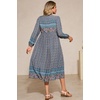 image:imageRVivimos Womens Long Sleeves Floral Print Retro V Neck Tassel Casual Bohemian Midi DressesDustyblue