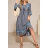 image:imageRVivimos Womens Long Sleeves Floral Print Retro V Neck Tassel Casual Bohemian Midi DressesDustyblue