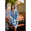 image:imageRVivimos Womens Long Sleeves Floral Print Retro V Neck Tassel Casual Bohemian Midi DressesHaze Blue