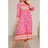 image:imageRVivimos Womens Long Sleeves Floral Print Retro V Neck Tassel Casual Bohemian Midi DressesLilac