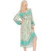 image:imageRVivimos Womens Long Sleeves Floral Print Retro V Neck Tassel Casual Bohemian Midi DressesMultigreen