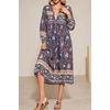 image:imageRVivimos Womens Long Sleeves Floral Print Retro V Neck Tassel Casual Bohemian Midi DressesNavyblue