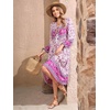 image:imageRVivimos Womens Long Sleeves Floral Print Retro V Neck Tassel Casual Bohemian Midi DressesOrchid