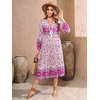 image:imageRVivimos Womens Long Sleeves Floral Print Retro V Neck Tassel Casual Bohemian Midi DressesOrchid