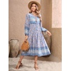 image:imageRVivimos Womens Long Sleeves Floral Print Retro V Neck Tassel Casual Bohemian Midi DressesPaleblue