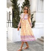 image:imageRVivimos Womens Long Sleeves Floral Print Retro V Neck Tassel Casual Bohemian Midi DressesPurpleyellow