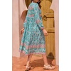 image:imageRVivimos Womens Long Sleeves Floral Print Retro V Neck Tassel Casual Bohemian Midi DressesTurquoise