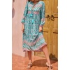 image:imageRVivimos Womens Long Sleeves Floral Print Retro V Neck Tassel Casual Bohemian Midi DressesTurquoise
