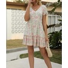 image:imageRVivimos Womens Short Sleeve Floral Print V Neck Cotton Tunic DressMultibeige